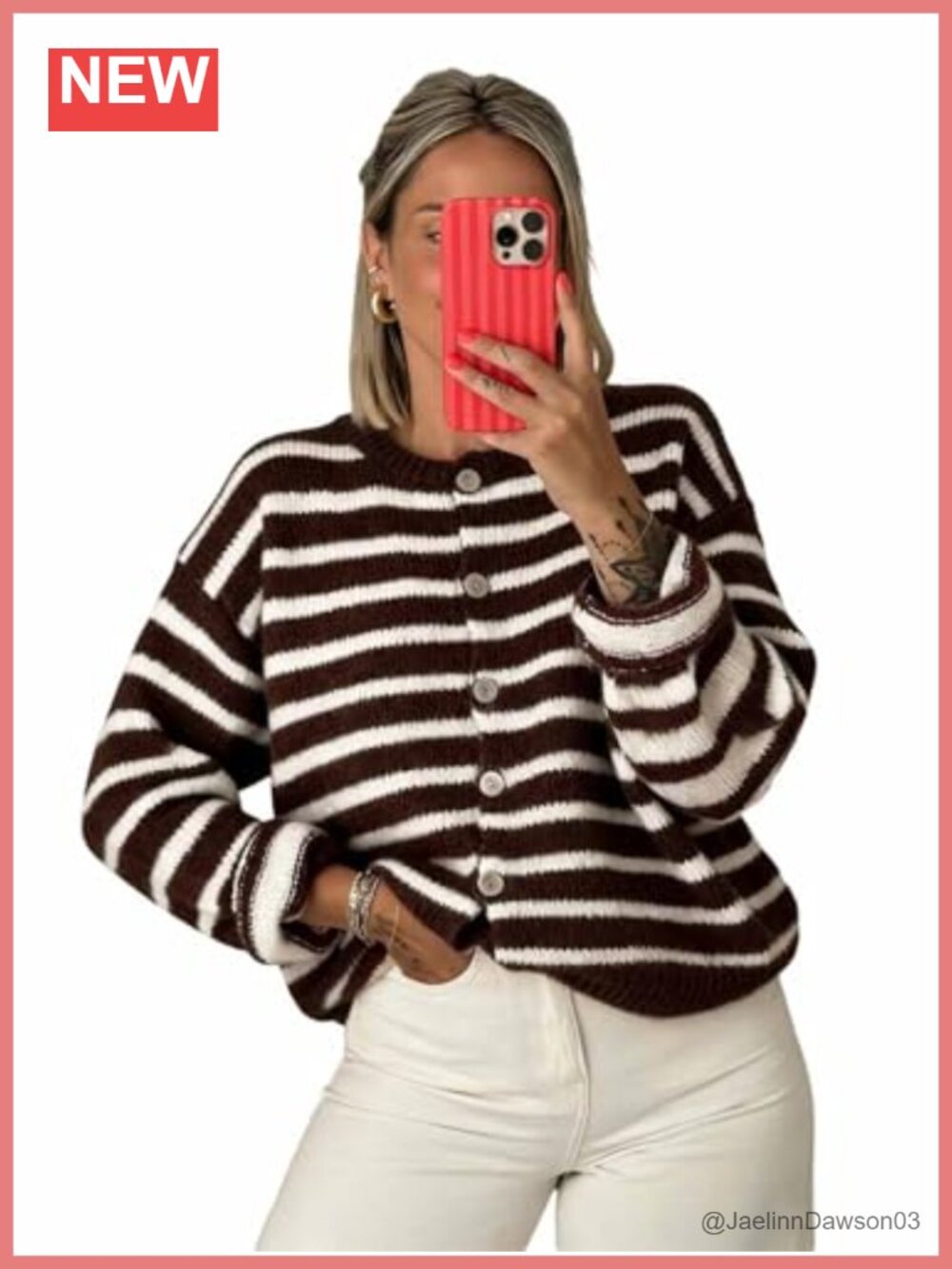 Striped Button Up Long Sleeve Cardigan Sweater